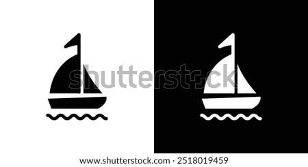 Sailboat icon Flat fill set collection