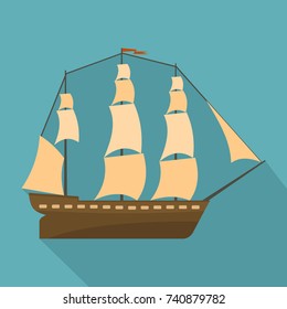 Sailboat icon. Flat illustration of sailboat vector icon for web