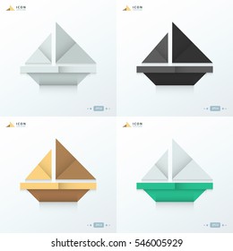sailboat icon flat set 4 styles