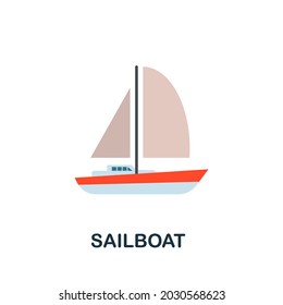 Sailboat icon. Flat sign element from transport collection. Creative Sailboat icon for web design, templates, infographics and more