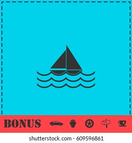 Sailboat icon flat. Simple vector symbol and bonus icon