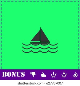 Sailboat icon flat. Simple vector symbol and bonus icon