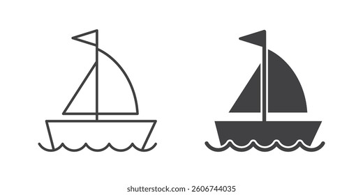 Sailboat icon in flat style. Ship vector illustration on isolated background. Transport sign business concept.