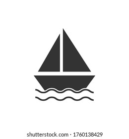 Sailboat icon flat vector illustration design isolated on white background.