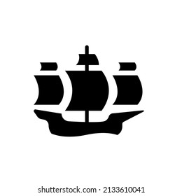 sailboat icon of glyph style design vector template