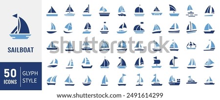 Sailboat icon glyph style. Vector illustration sailboat vector icons designs can be used for mobile, ui, web