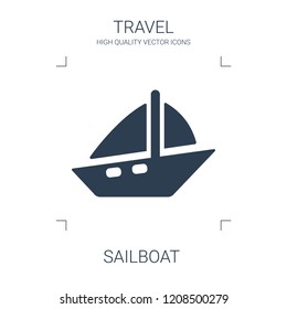 sailboat icon. high quality filled sailboat icon on white background. from travel collection flat trendy vector sailboat symbol. use for web and mobile