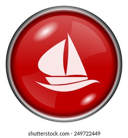 Sailboat icon. Internet button on white background. 