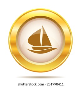 Sailboat icon. Internet button on white background. EPS10 vector. 