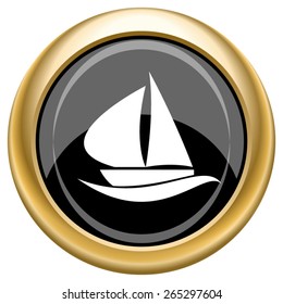 Sailboat icon. Internet button on white  background. EPS10 Vector. 