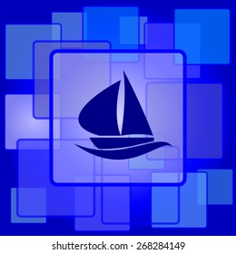 Sailboat icon. Internet button on abstract background. 