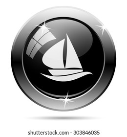 Sailboat icon. Internet button on white background. EPS10 vector 