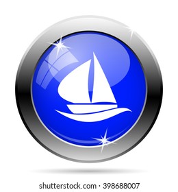 Sailboat icon. Internet button on white background. EPS10 vector
