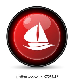 Sailboat icon. Internet button on white background. EPS10 vector
