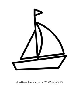 Sailboat icon linear logo mark in black and white