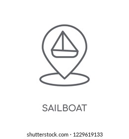 Sailboat Icon linear icon. Modern outline Sailboat Icon logo concept on white background from Maps and Locations collection. Suitable for use on web apps, mobile apps and print media.