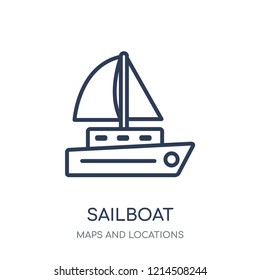 Sailboat Icon icon. Sailboat Icon linear symbol design from Maps and locations collection. Simple outline element vector illustration on white background.