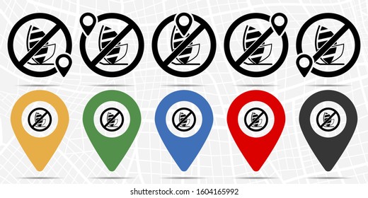 Sailboat icon in location set. Simple glyph, flat illustration element of universal theme icons