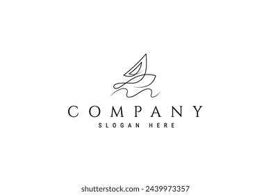 sailboat icon logo design in abstract continuous line design style