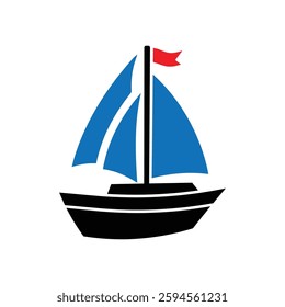 Sailboat icon logo design template isolated illustration