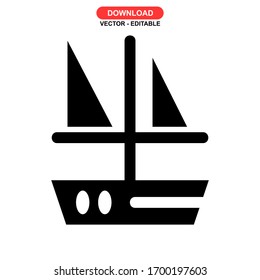 sailboat icon or logo isolated sign symbol vector illustration - high quality black style vector icons
