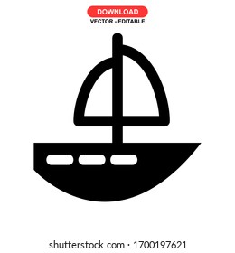 sailboat icon or logo isolated sign symbol vector illustration - high quality black style vector icons
