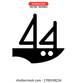 sailboat icon or logo isolated sign symbol vector illustration - high quality black style vector icons
