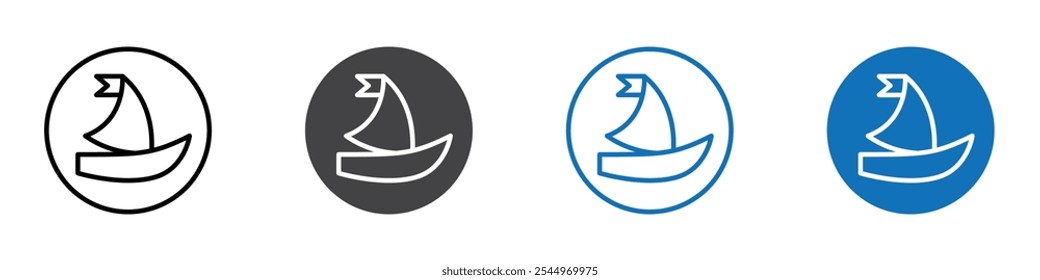 Sailboat icon Logo sign in thin line outline