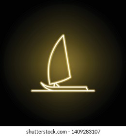 sailboat icon in neon style. Signs and symbols can be used for web, logo, mobile app, UI, UX