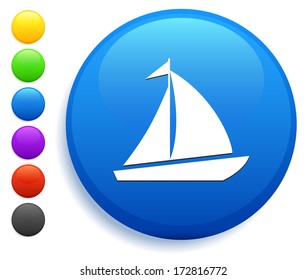 Icono de barco de vela en la colección de botones redondos