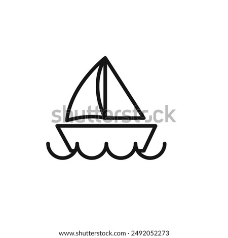 Sailboat icon outline collection in black and on white background