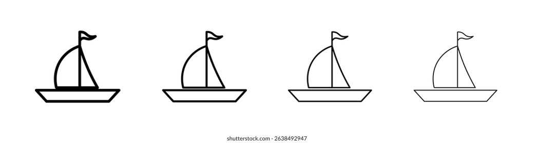 Sailboat icon Outline sign symbol set