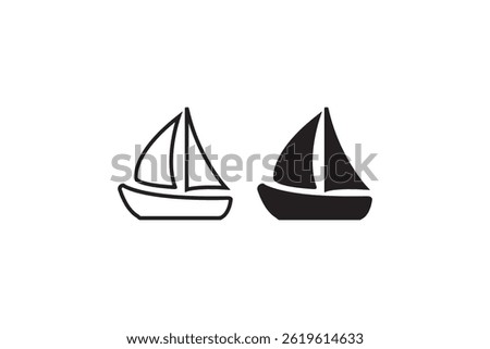Sailboat Icon in Outline and Solid Style Vector