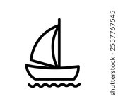 Sailboat icon Outline vector for web ui