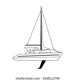 sailboat icon over white background, vector illustration