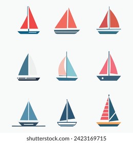 Sailboat icon Pro style Vector Set