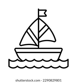 A sailboat icon represents a boat propelled by the wind using a sail, modern vector of boating