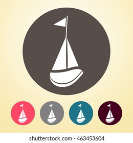 Sailboat Icon in round shape.