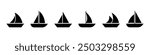 Sailboat icon. Sail boat yacht. Sail vessel vector set. Isolated sailboat icons set.