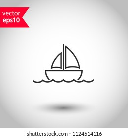 Sailboat icon. Sailing ship icon. EPS 10 vector sign. Studio background.