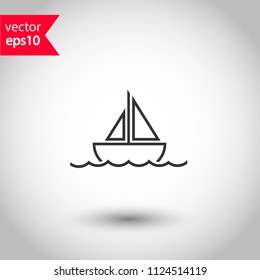 Sailboat Icon. Sailing Ship Icon. EPS 10 Vector Sign. Studio Background.