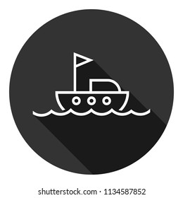 Sailboat icon. Sailing ship icon. Marine ship icon. Vector flat sign. Grey background with shadow.