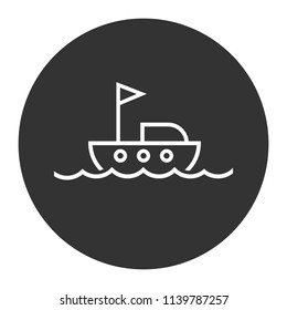 Sailboat icon. Sailing ship icon. Marine ship icon. Vector flat sign. Grey background.