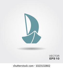 The sailboat icon. Sailing ship symbol. Flat Vector illustration