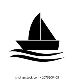 The sailboat icon. Sailing ship symbol. Flat Vector illustration