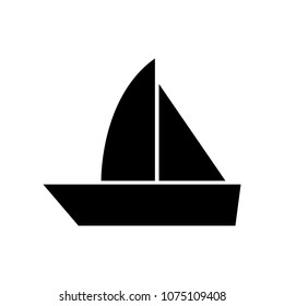 The sailboat icon. Sailing ship symbol isolated on white background. Simple flat pictogram for business, marketing, internet concept. Trendy modern logo for web site design or mobile app.