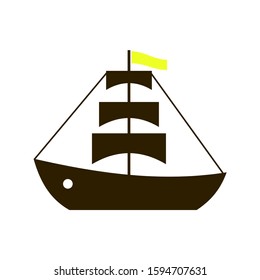 The sailboat icon. Sailing ship symbol. Flat Vector illustration eps10