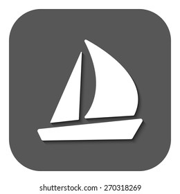 The sailboat icon. Sailing ship symbol. Flat Vector illustration. Button