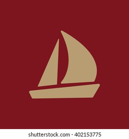 The sailboat icon. Sailing ship symbol. Flat Vector illustration