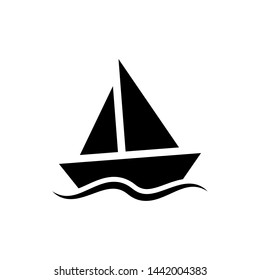 Sailboat icon, sailing yacht for sea travel isolated vector illustration.